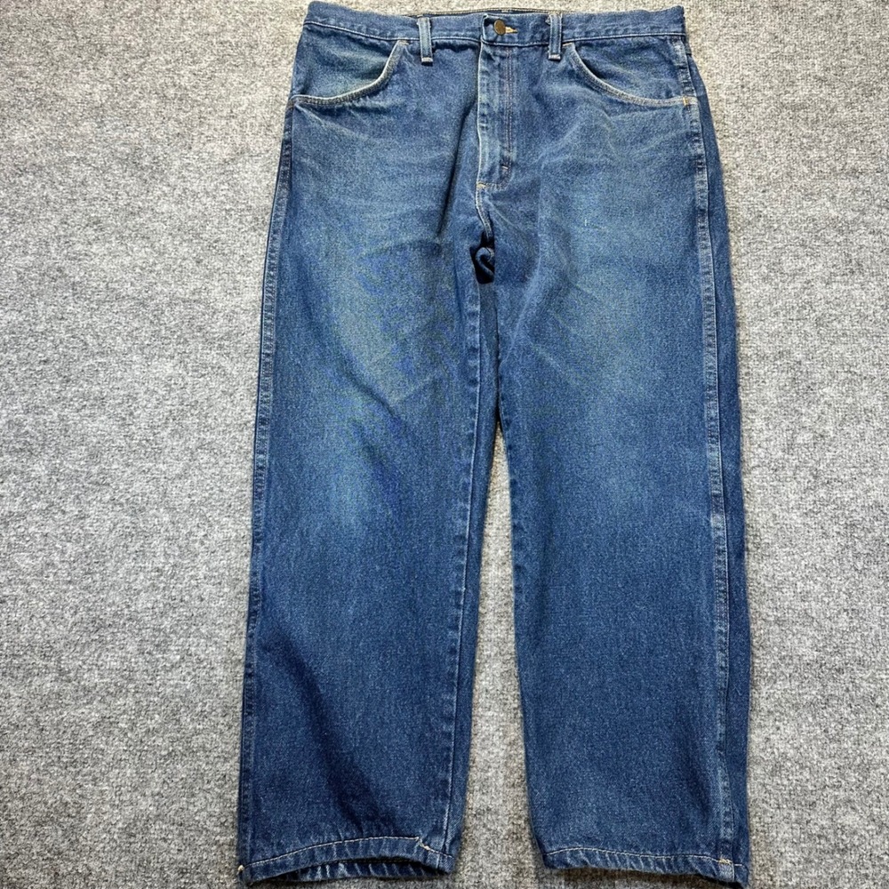 Rustler Jeans Mens 36x25.5 Blue Denim Straight Leg Workwear Western Classic